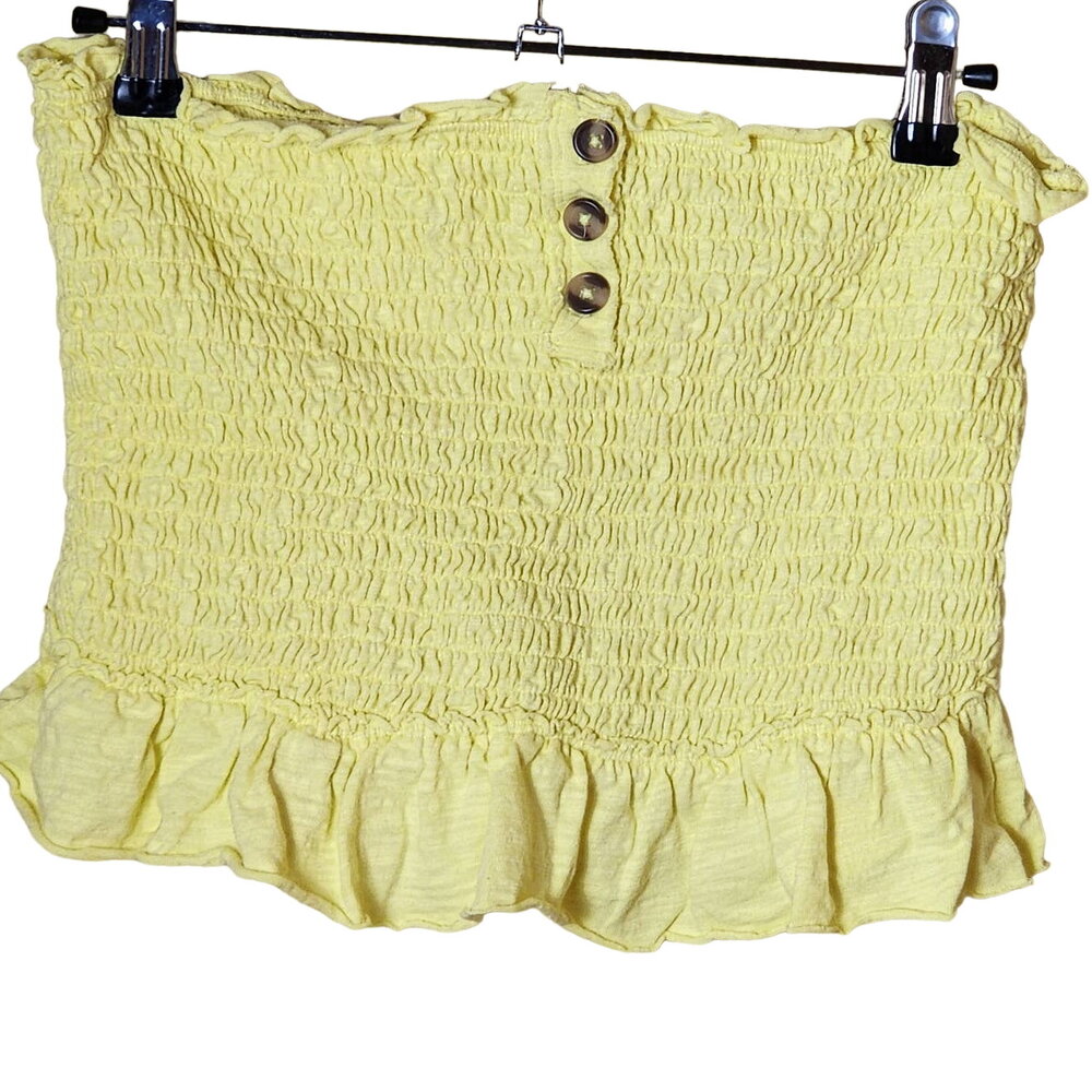 We the Free Free People Yellow Cropped Smocked Tube Top Womens Large